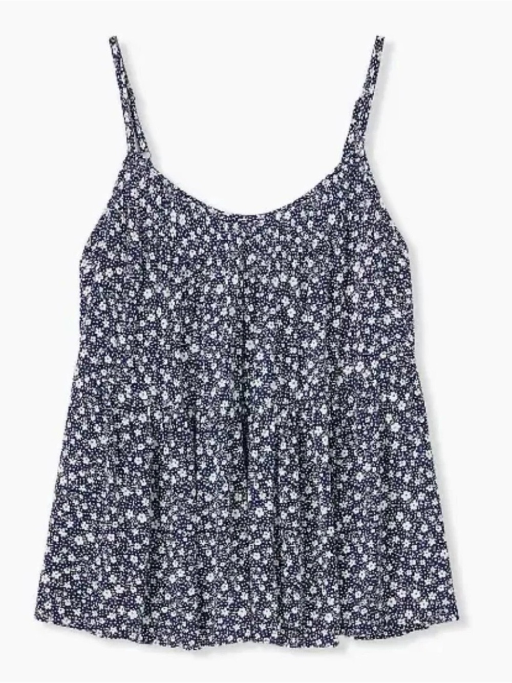 TORRID Navy Floral Gauze Shirred Hem Babydoll Cami Tank Top Size 0